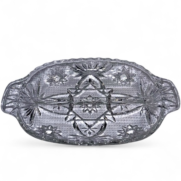 Anchor Hocking Other - Anchor Hocking Divided Glass Relish Dish – Starburst & Daisy Pattern Vintage